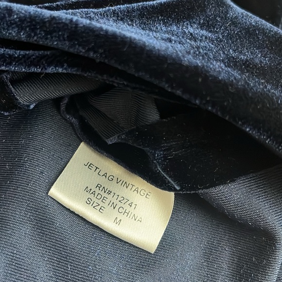 Jet Lag Vintage Great Gaspy Flapper Midnight Blue Dress with Attached Scarf - Picture 10 of 11